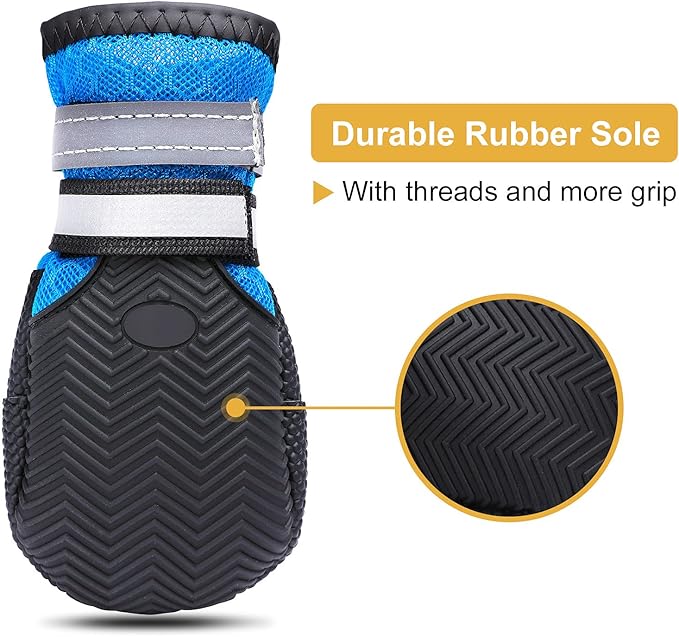 Dimicoo Breathable Dog Boots for Medium Large Dogs,Non-Slip Dog Shoes for Summer Hot Pavement,Lightweight Paw Protector Dog Booties for Outdoor & Indoor Hardwood Floors