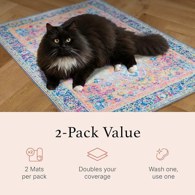 Lovewag Cat Litter Mat, Litter Box Mat, Sage Forest, 16x24, 2 Pack | Washable litter mat cover, kitty litter mat & cat mat for litter box, litter trapping mat, prevents tracking, multi-cat