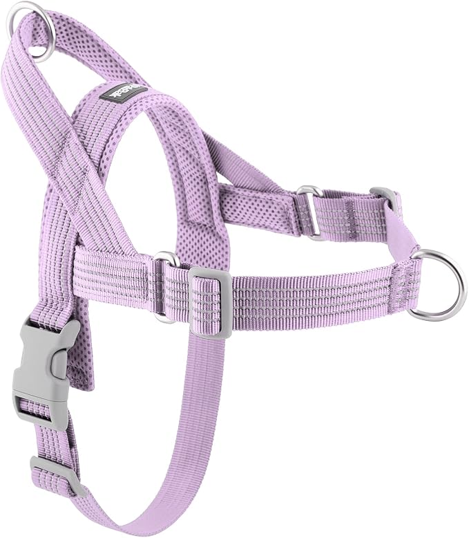 No Pull Dog Harness with Handle, Adjustable Soft Mesh Padded Vest | Reflective Walking Harness with Front Clip for Small Medium Large Dogs, Quick Fit No Escape for Training, Purple, M