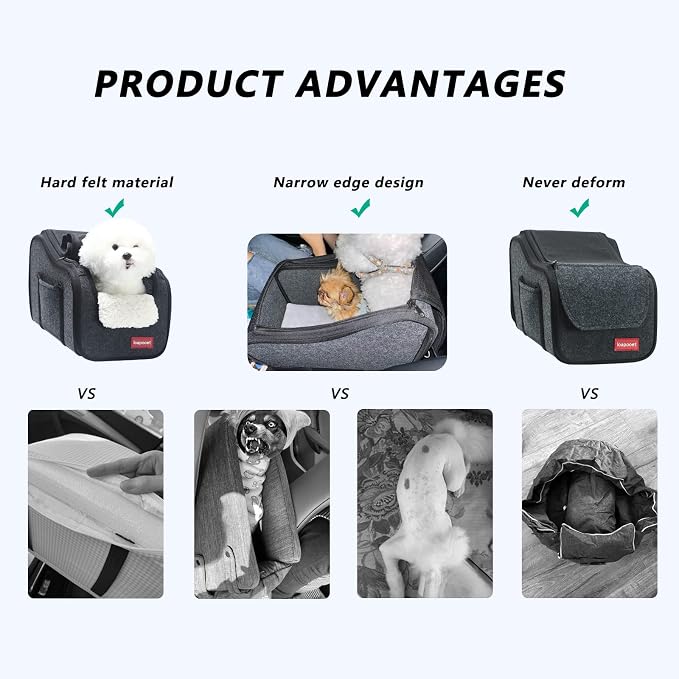 Center Console Small Dog Car Seat,Portable Pet Cat Puppy Booster Armrest Carseat Up to 11lbs,Equipped with a Breathable Protective Cover Net to Prevent Escape with Washable Fluffy Cushion and Pillow
