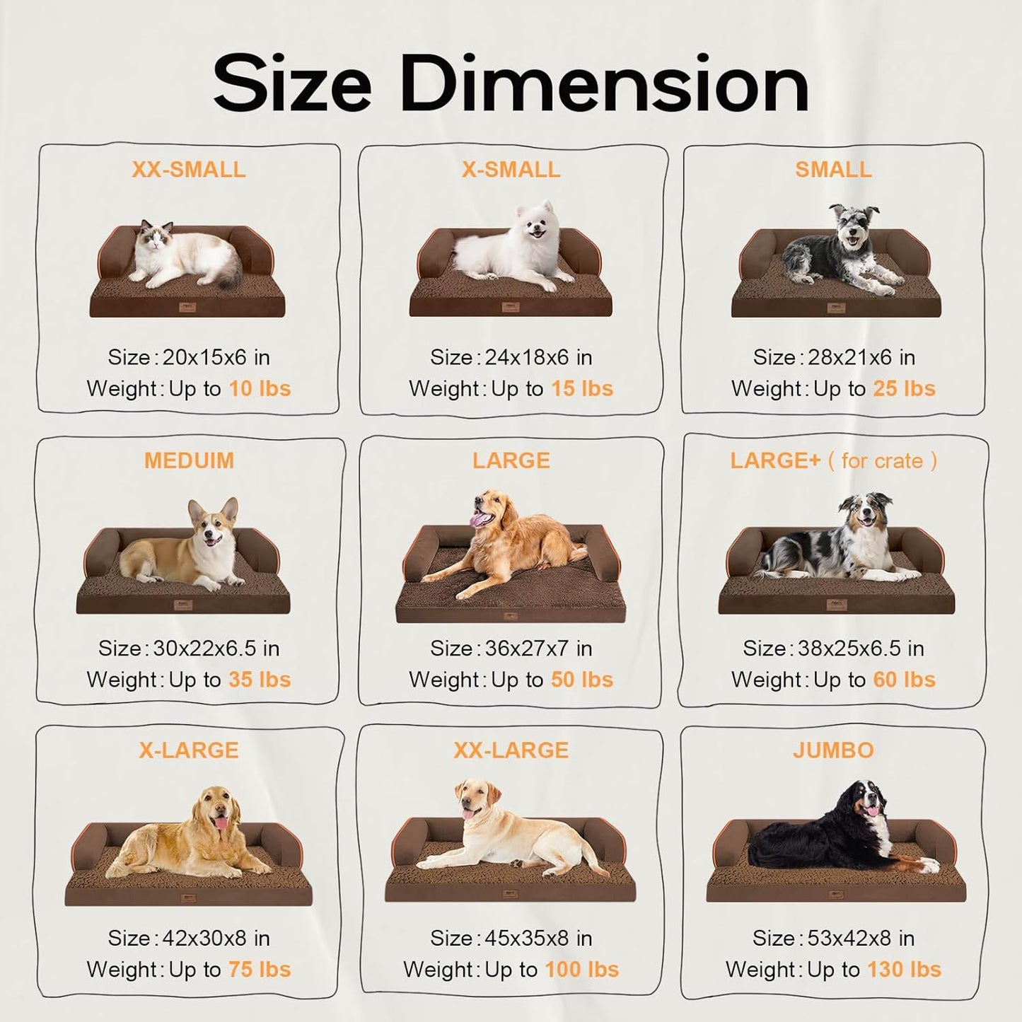 Dog Bed Medium Size Dog-Orthopedic Waterproof Bed for Dogs,Foam Couch Sofa with Washable Removable Cover & Non-Slip Bottom-Coffee