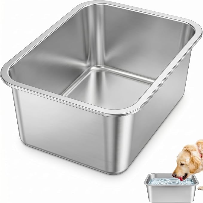 Bwogue 3 Gallon Large Water Bowl for Dogs, Stainless Steel Dog Water Bowl | High-Capacity Pet Water or Food Bowls, Fewer Refills, Medium to Giant Dogs, Dishwasher Safe, Deep Bowl Helps Reduce Spills