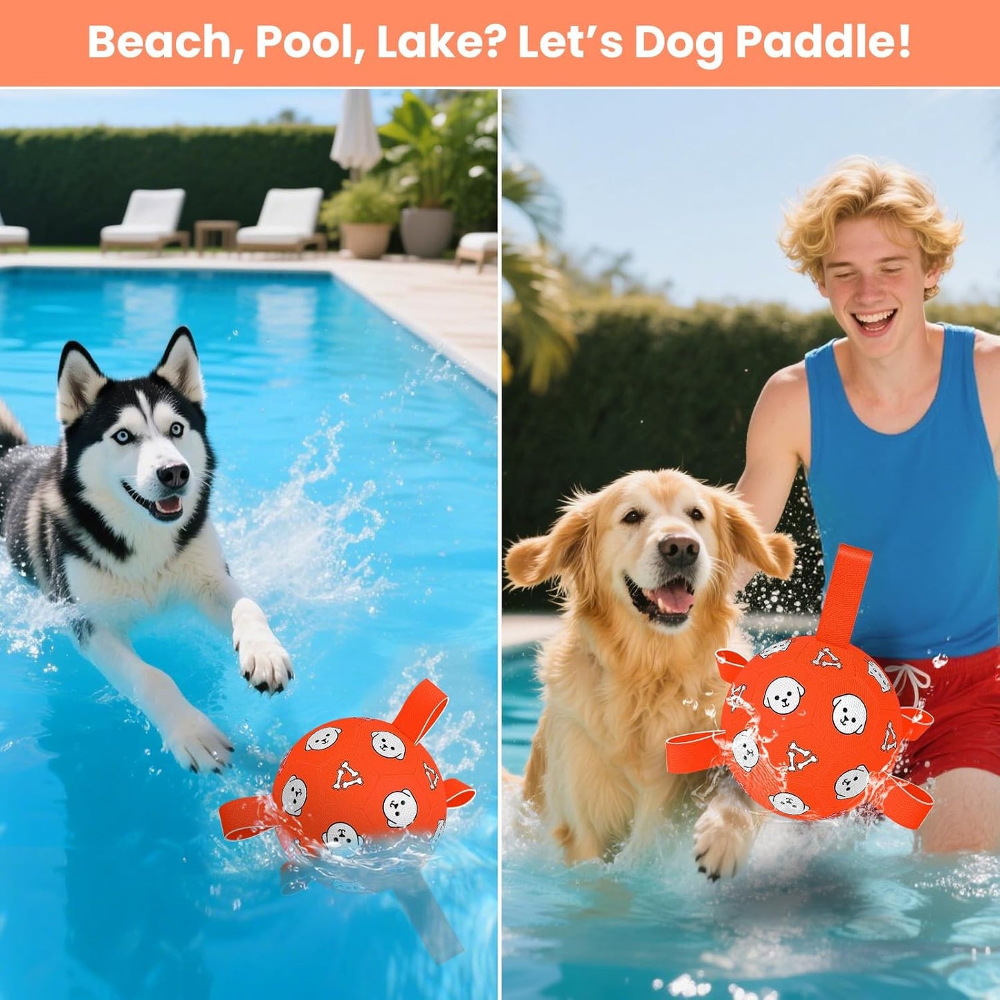 Dog Toys Soccer Ball with Straps, Durable Dog Balls, Interactive Dog Toys for Tug of War, Floating Water Puppy Toys for Indoor/Outdoor – Fun Dog Birthday Gift for Small Medium Dogs, 6 Inch