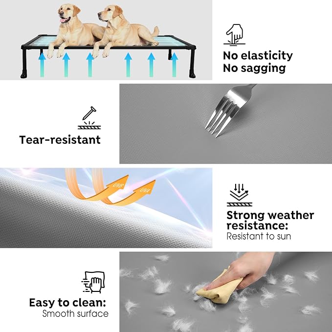Veehoo Chew Proof Elevated Dog Bed, Indestructible Raised Dog Bed for Aggressive Chewers, Waterproof Dogs Training Platform for Indoor or Outdoor Use, 41 x27 inches, Grey