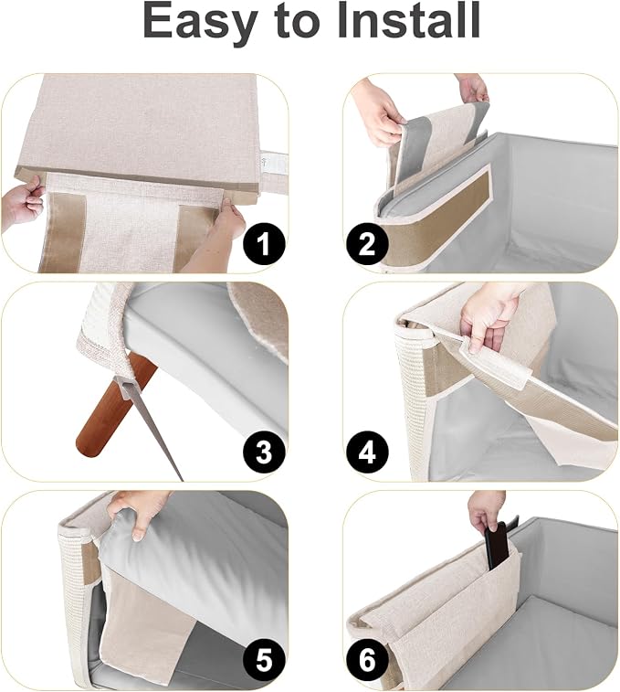 Cat Scratch Sofa Protector,27.6”L*19.6“W Cat Scratch Furniture Protector Pad Couch Arm Sheild with Natural Sisal for Protecting Couch Sofa Chair Furniture（Beige/Right Handed