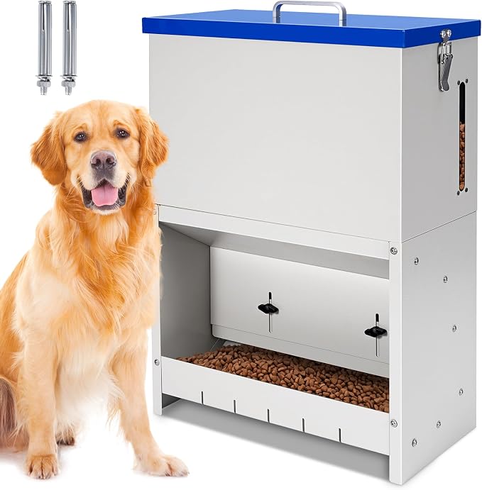 22lbs Gravity Dog Feeder - Automatic Dog Feeder Large Breed | Dog Food Dispenser,Adjustable Feeding Speed,Two Installation Method,Solid Material, Viewing Window Design,for Cat Dog