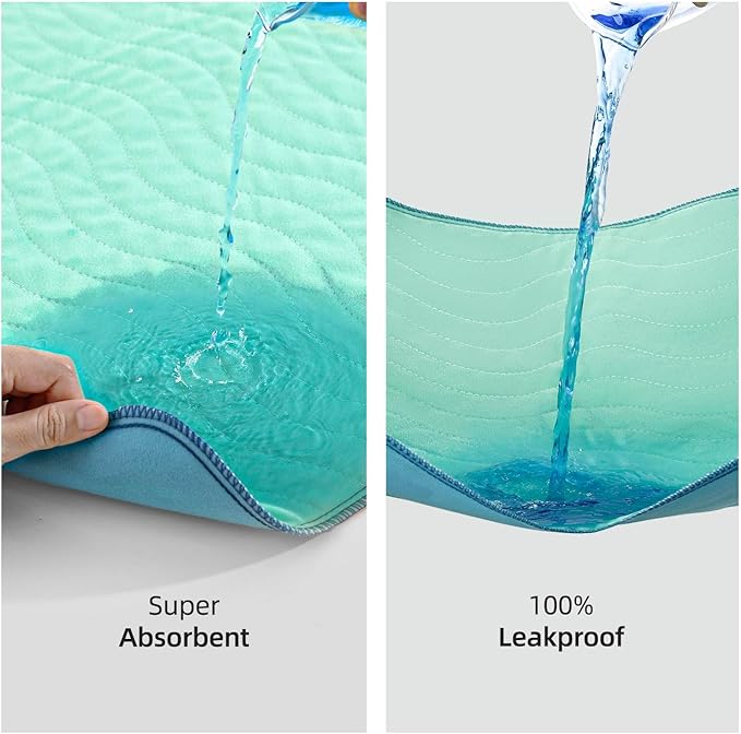 Pee Pads for Adults, Kids and Pets, Cotton-Like Surface, Machine Washable, 100% Leak Prevention with Waterproof TPU Layer (6 Pack, 34*36 inch)