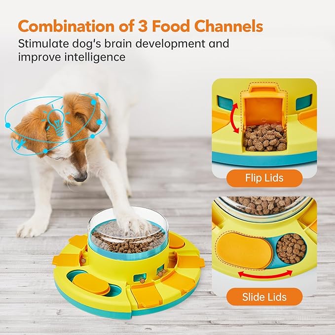 Potaroma Dog Puzzle Toy 2 Levels, Slow Feeder, Pup Food Treat Feeding Dispenser for IQ Training and Entertainment for All Breeds 4.2 Inch Height | Pup IQ Training and Entertainment for All Breeds 4.2 Inch Height