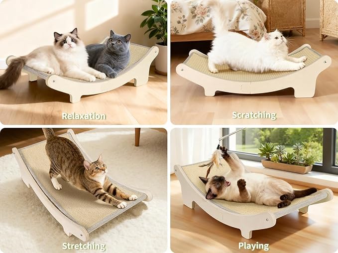 HOTEAGLE Cat Scratcher Bed for Indoor Cats, Upgraded Thicken Support Rods | Sisal Pet Chair Lounger, Ideal for Single Cats/Bunny/Puppy, Place Living Room/Bedroom/Couch