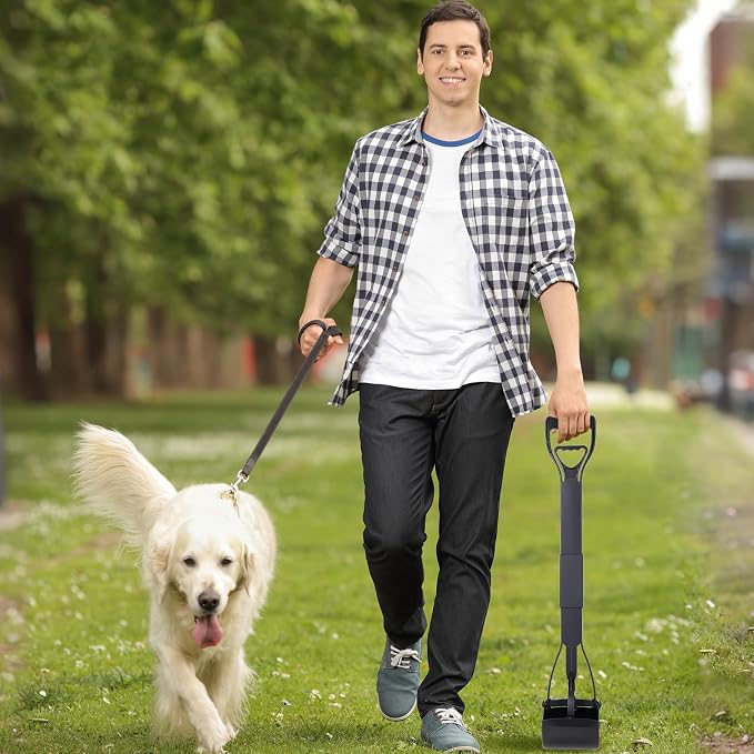 32'' Portable Pooper Scooper, Heavy Duty Dog Poop Pick Up Tool for Medium & Large Dogs, Clean Waste Tool for Yard, Lawns & Grass, Black | Medium & Large Dogs, Yard & Lawn Use, 81 cm Length, Waste Cleanup Tool, Black