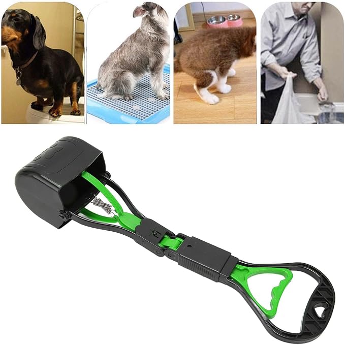 Heavy Duty Pooper Scooper, Green Multipurpose Portable Pet Waste Shovel, High Strength Durable Dog Poop Scoop for Yard Lawn Grass Gravel Outdoor Walks & Cat Litter Cleaning