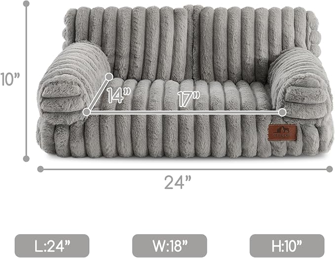 Hollypet Small Dog Large Cat Bed Puppy Couch Beds for Pets up to 25 lbs | Fluffy Dog Cat Couch Plush Soft Warming Pets Beds with Machine Washable Cover and Non-Slip Bottom