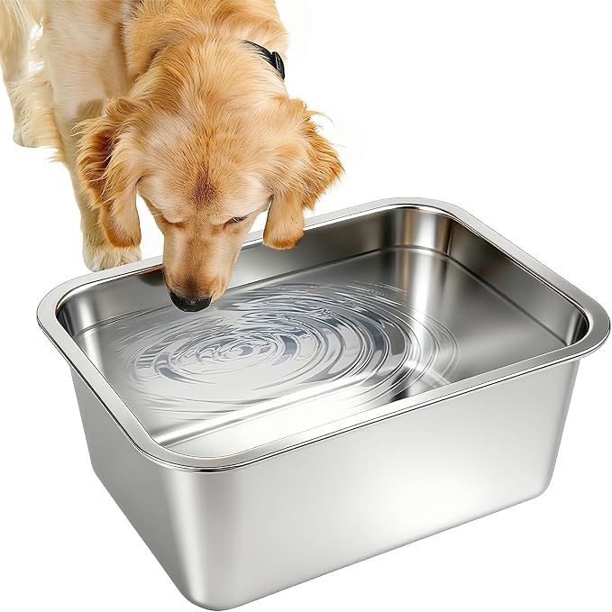 3 Gallon Large Dog Water Bowl, Stainless Steel Bowl, Giant Dogs | 3 Gallon Capacity, 14 x 10.3 x 6 in, Wide Rectangular Opening, Food or Water Use, Indoor Outdoor Use, Medium to Giant Dogs