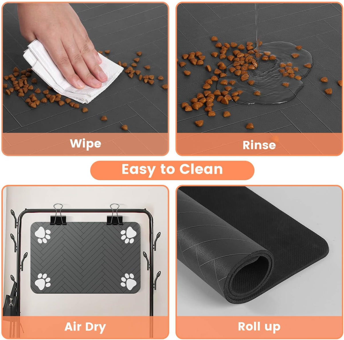 Pet Feeding Mat-Absorbent Pet Placemat for Food and Water Bowl, with Waterproof Rubber Backing, Quick Dry Water Dispenser Mat for Dog and Cat(Christmas, 16"x24")