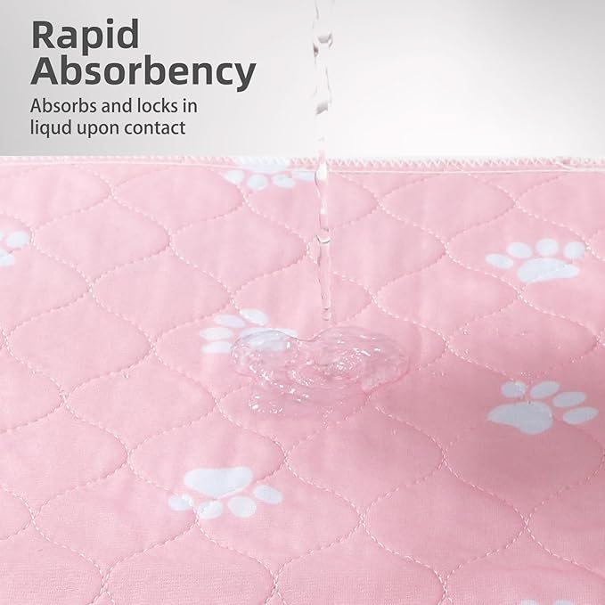 PUPTECK Washable Pee Pads for Dogs - Waterproof Reusable Puppy Potty Training Pads Whelping Mat - Fast Absorption Non-Slip Pet Food Feeding Mat (Pink, 36x41 Inch (Pack of 2))