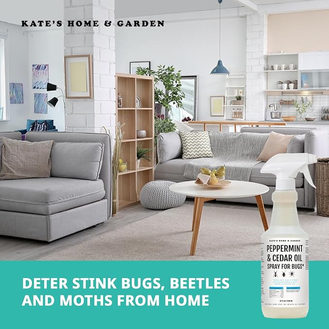 Kate's Home & Garden Peppermint Oil Spray for Bugs, Ants, Insects, Spiders, Roaches, Stink Bug. Pesticide and Insecticide Indoor Repellent Pest Control with Cedar Oil (32oz, Natural, Non Toxic)