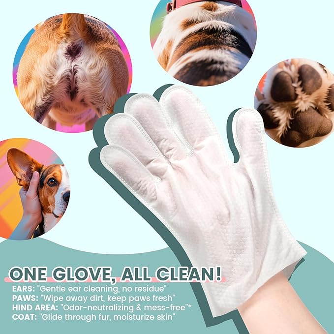 IMMHABI 100 PCS Pet Glove Wipes for Paws and Butt Large Puppy Wipes for Dogs Face and Body Dog Wipes Cleaning Deodorizing Cat Wipes Cleaning Fur and Butt Doggie Wipes Doggy Wipes Bum Dog Ear Wipes