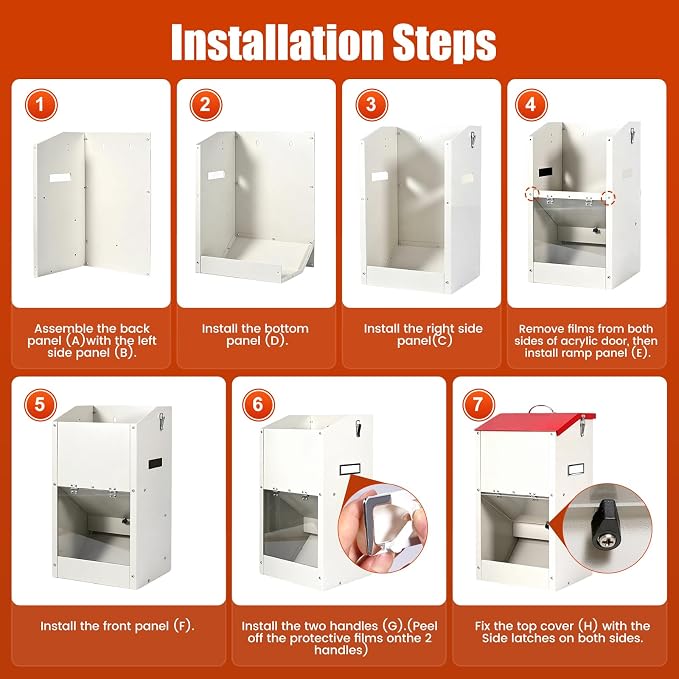 25lbs Automatic Dog Feeder Large Breed Gravity Dog Food Dispenser | Internal Door Lock‑in Design, Heavy Duty Galvanized Dog Feeder, for Multiple Dog Breeds Pets Indoor Outdoor