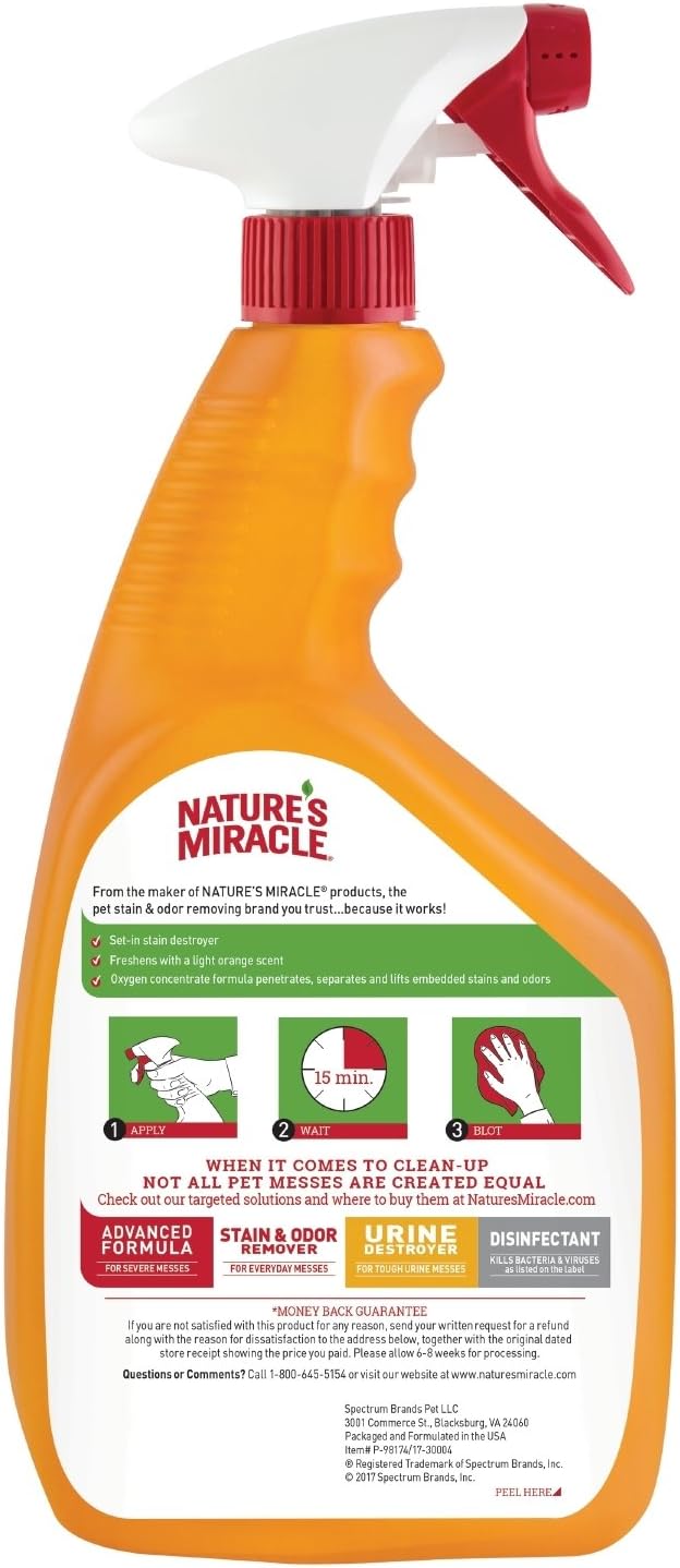 Nature’s Miracle Set-In Stain Destroyer Dog, 32 Ounces, Oxy Formula With Orange Scent