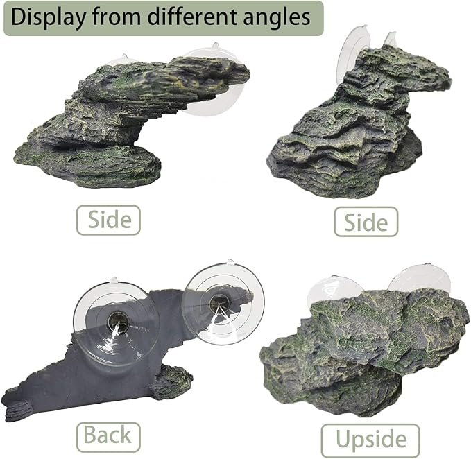 kathson Turtle Basking Platform Baby Tortoise Climbing Ramp Shale Reptiles Dock Resting Terrace Stone Aquarium Ornament Rock Landscaping Decoration for Frogs Newts (Medium Size:8.2”Lx3.3”Wx3.1”H)