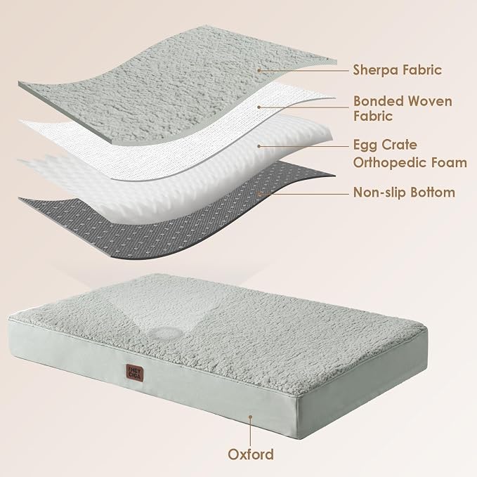 EHEYCIGA Orthopedic Dog Bed Extra Large with Removable Washable Cover, 47IN | Egg Crate Foam Support, Durable Oxford fabric, Non-Slip Bottom, Machine Washable, Soft Waterproof Plush Pet Bed Mat For Crate