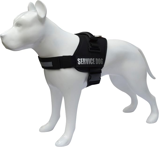 Service Dog Vest Harness – Reflective Service Animal Vest with Handle, No-Pull Adjustable Mesh Padding – XXS–XL – 2 Removable Patches. (Medium, Black)