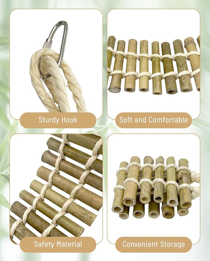 VCEPJH Reptile Bridge 2 Pack Crested Gecko Climbing Ladder Bamboo Basking Lounger Leopard Gecko Tank Accessories for Hermit Crab Juvenile Bearded Dragon Chameleon Small Lizard Tree Frog