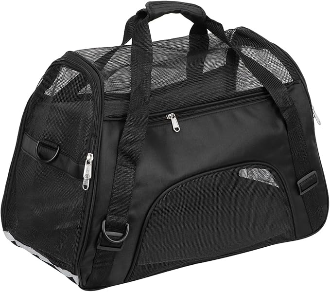 FAA Approved Compact Pet Carrier for Cats Small Dogs Breathable Lightweight Travel Bag with Expandable Design Easy Carry Handle