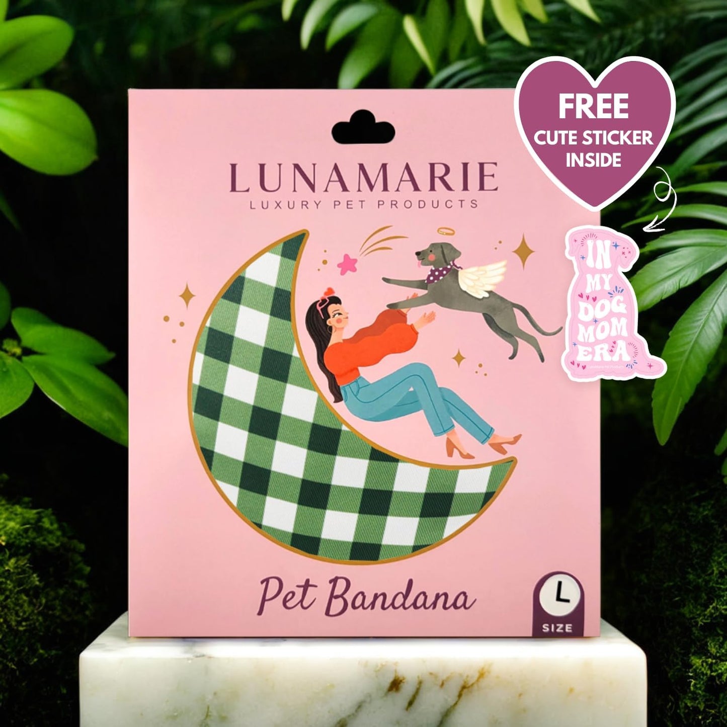 LunaMarie - Luxury Pet Birthday Bandanas -Premium & Silky Poly Fabric | 100% Handmade | Custom Shape Dual Layered (Olive, Medium)