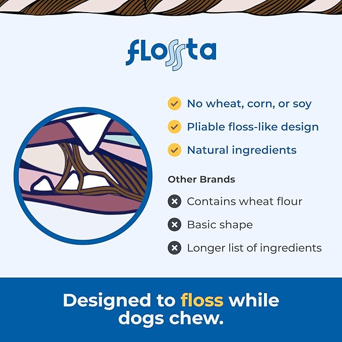N-Bone Flossta Dual Action Dental Chews for Dogs, Unique Twist Shape for Deep Teeth Cleaning and Proactive Dental Care, Pumpkin Flavor, 15 Count 12-oz Bag