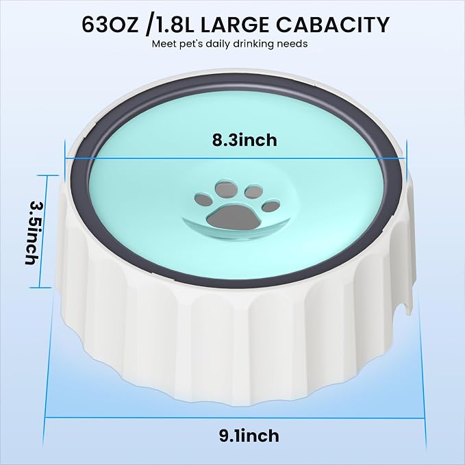 Dog Small Animals Water Bowl No Spill 70oz/2L Large Capacity Dispenser Non Slip No Splash Small Animals Bowl Pet Slow Feeder No Drip Dog Water Bowl on Vehicle for Dogs and Cats - Green