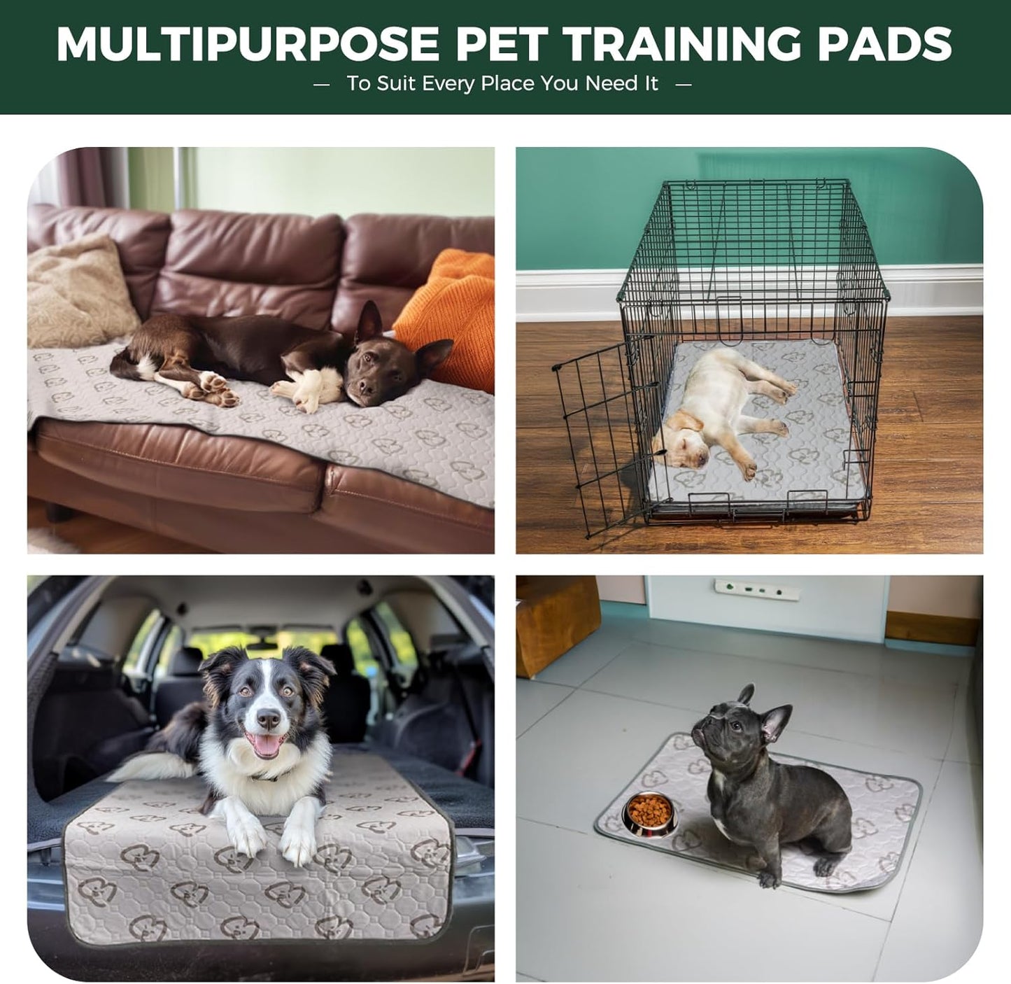 FXW Washable Pee Pads for Dogs, Puppy Pads with Super Absorbent, Specifically Designed for 30inch Cages, 29" × 18" Rectangle, Khaki, 1 Pack