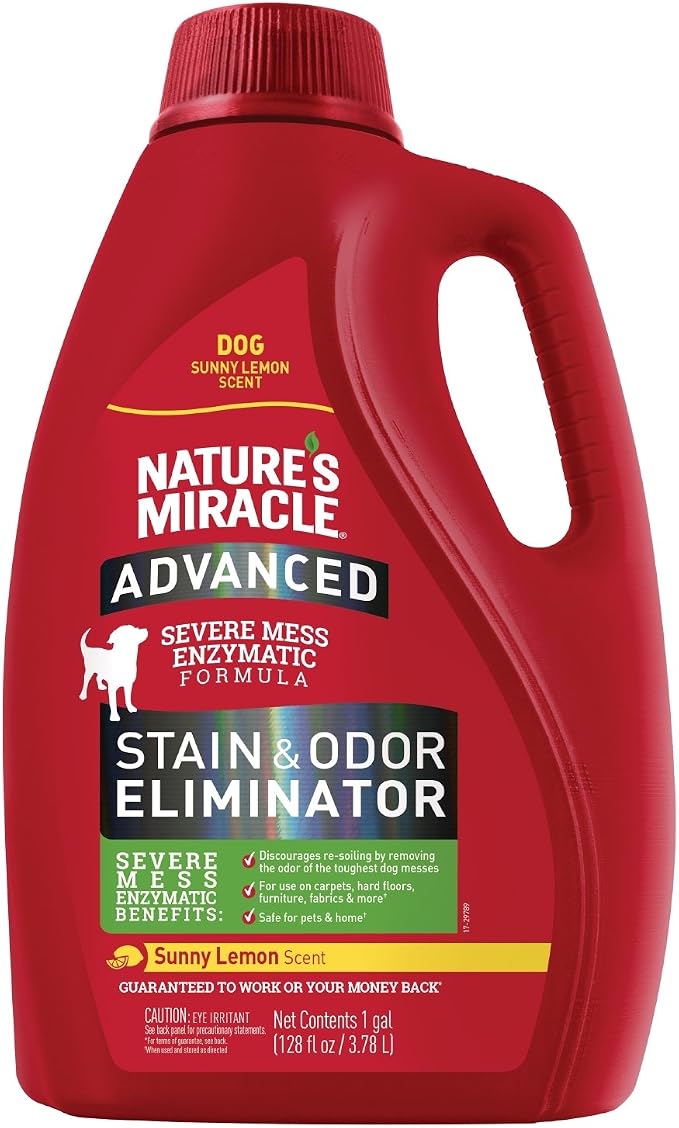 Nature's Miracle Advanced Dog Stain Remover and Odor Eliminator (128 oz) and Advanced Stain & Odor Eliminator for Severe Dog Messes (32 oz)