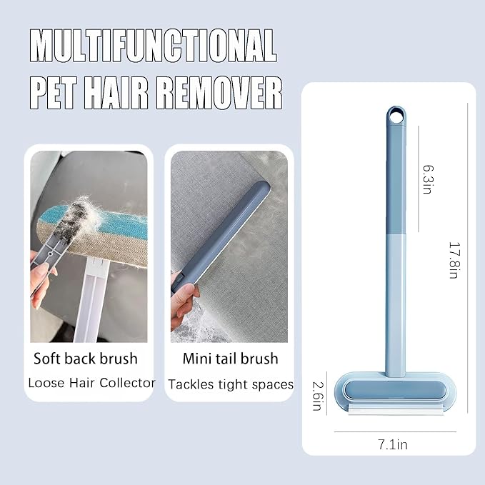 Cat Hair Remover 4-in-1 Multi-Functional Pet Hair Remover Brush,17.7Inch, Reusable Washable Lint Cleaner for Dog and Cat Hair, Gentle on Furniture, Sofas, Pet Beds, Bedding, Carpets, Clothing