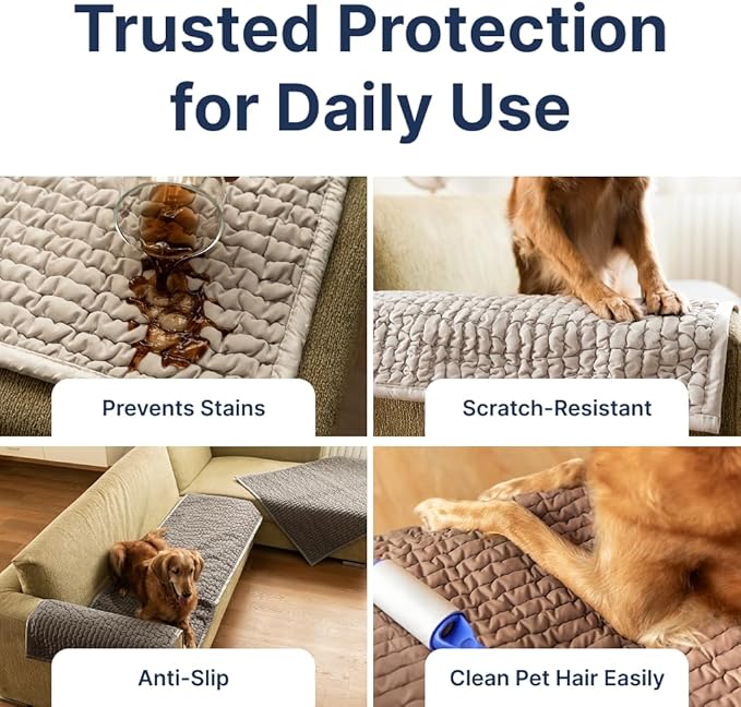 PAULATO BY GA.I.CO. Waterproof Blanket for Bed – Queen Absorbent Couch Cover – Machine Washable Stain-Proof Pad for Large Sofa – Pets Dogs & Cats Friendly Protector - Dark Grey