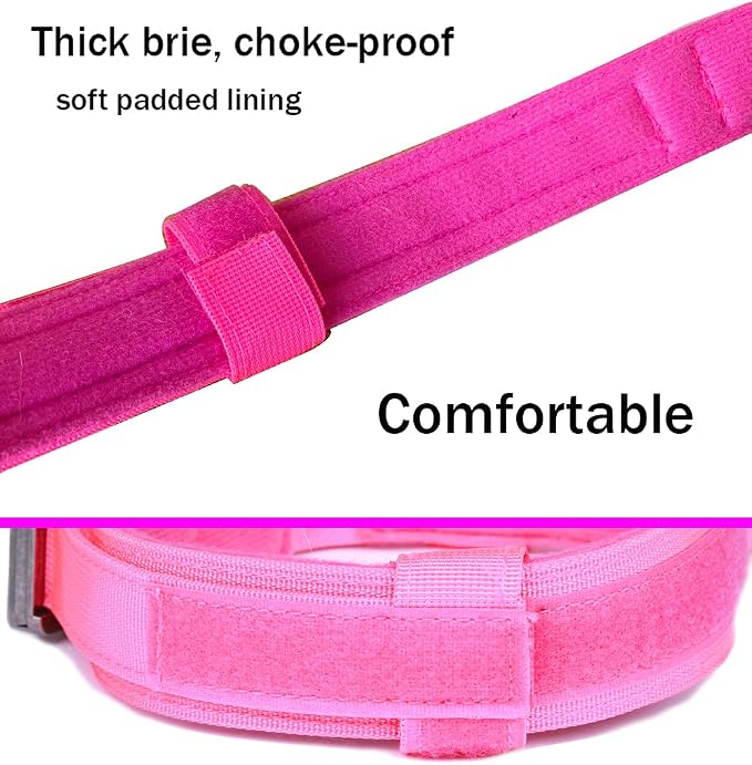 Tactical Dog Collar for Large Dogs with Control Handle,Pink,XXL | 1000D Heavy-Duty Nylon Fabric,Quick-Release Metal Buckle,Adjustable Fit,Soft-Padded Webbing,D-Ring,for Training & Hiking