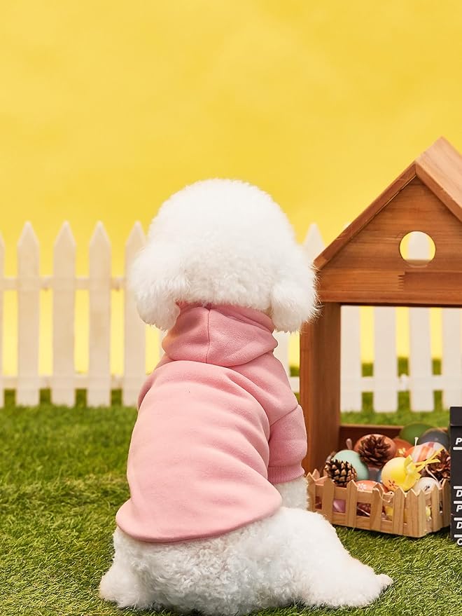 QWINEE Basic Dog Hoodie Sweatshirt Puppy Sweater Warm Cat Costumes Pet Clothes for Chihuahua Puppy Kitten Small Medium Dogs Black and Pink Small