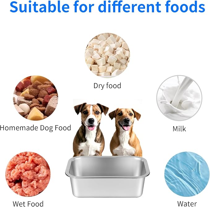 Ohtomber 2.65 Gallons Stainless Steel Dog Bowl, Big Pet Water & Food Bowl | High Capacity Metal Feeder Trough Dish Plate, Outdoor Use, For Big & Extra Large Breeds, Also for Cats