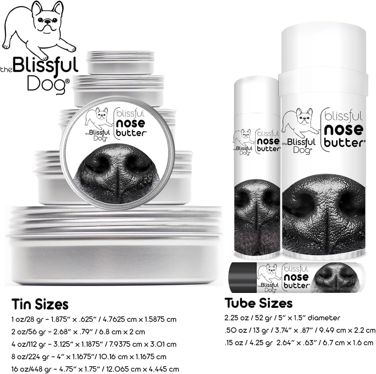 The Blissful Dog Bullmastiff Nose Butter for Dry, Cracked Skin, Lick-Safe Dog Nose Balm with Moisturizing Shea Butter, Almond, Olive, and Essential Oils, Pet Supplies, Uncented, 0.50 oz.
