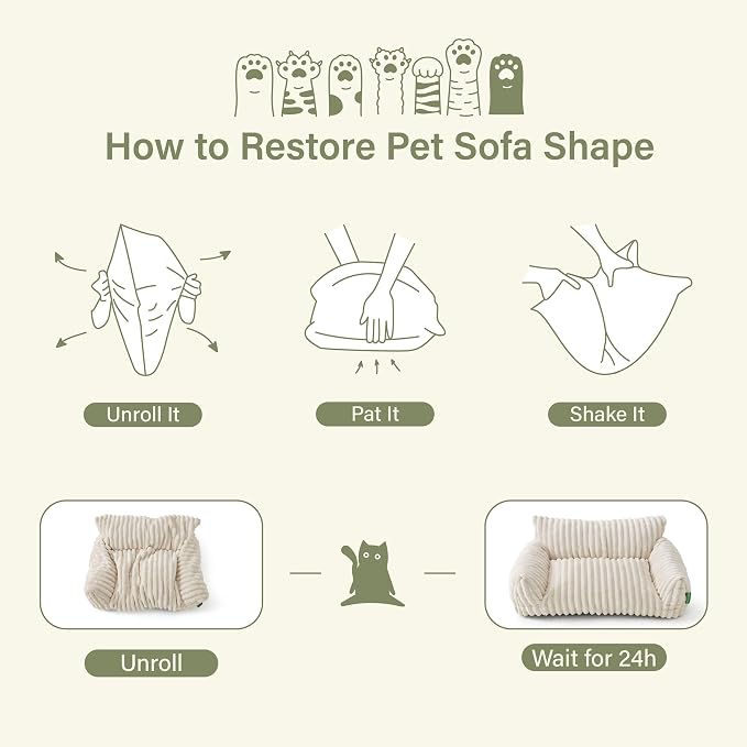 Cute Couch Bed for Pets, Supportive Cat Sofa for Indoor Cats, Medium Dog Sofa Bed for Medium Dogs, Pink, 30 inches