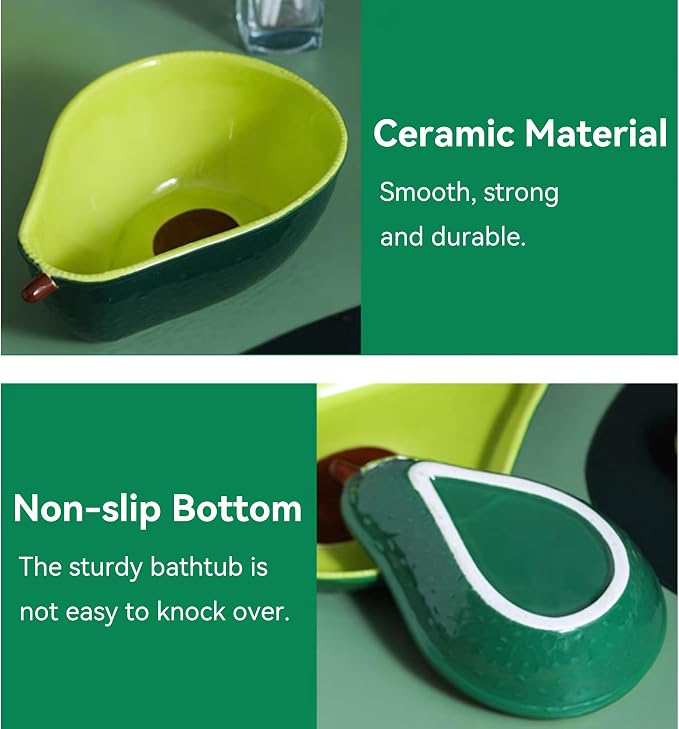 JSLZF Tree Frog Habitat Frog Water Bowl Dish Bathtub Tank Accessories Terrarium Decor Ceramic Aquarium Decoration Sturdy and Not Easy to Knock Over