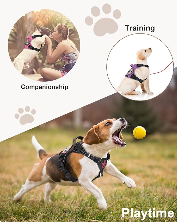 Petnanny Tactical Dog Harness No Pull Service Dog Vest M Pink Camo | Tactical Dog Vest with breathable mesh & hook loop panel, no pull harness for walking training, adjustable fit
