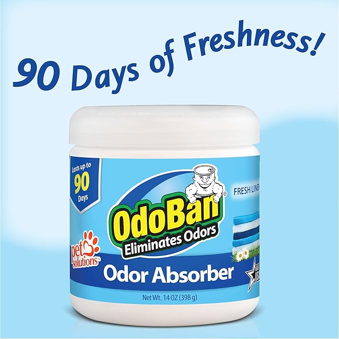 OdoBan Solid Odor Absorber Eliminator for Home and Small Spaces, Fresh Linen Scent, 14 Ounces Each, 12-Pack
