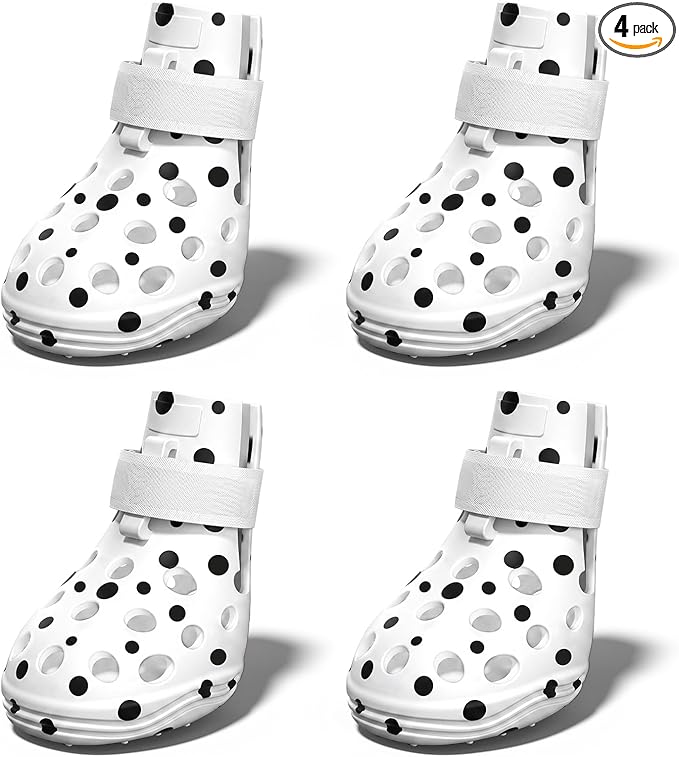 Dog Shoes for Hot Pavement, Breathable Dog Boots Paw Protectors with Adjustable Straps & Non-Slip Sole, Easy On & Off, Waterproof, Easy-Cleaning (White Speckles, XL)
