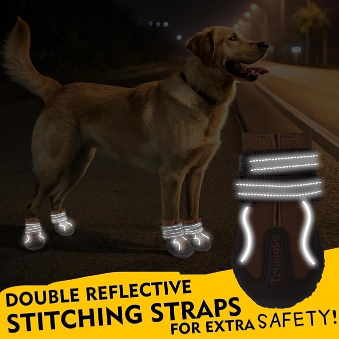 EXPAWLORER 4PCS Anti-Slip Dog Shoes - Waterproof Dog Booties & Paw Protectors with Reflective Straps for Outdoor Hot Pavement Hiking, Indoor Hardwood Floors, Winter Boots for Small Medium Large Dogs