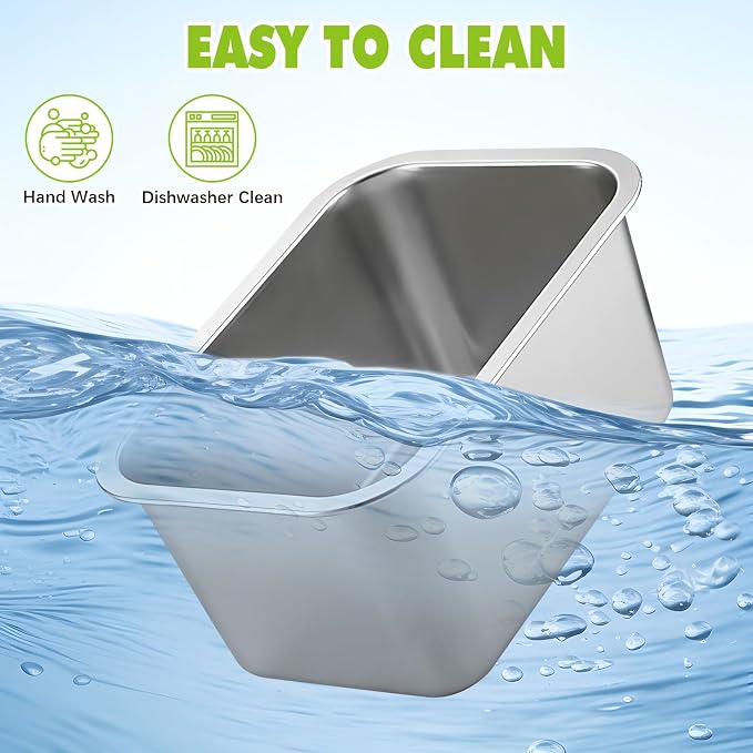 Fhiny 2 PCS Stainless Steel Dog Bowl, 2 Gallon Capacity Durable Metal Water Dish for Large Dogs, Indoor/Outdoor, Dishwasher Safe