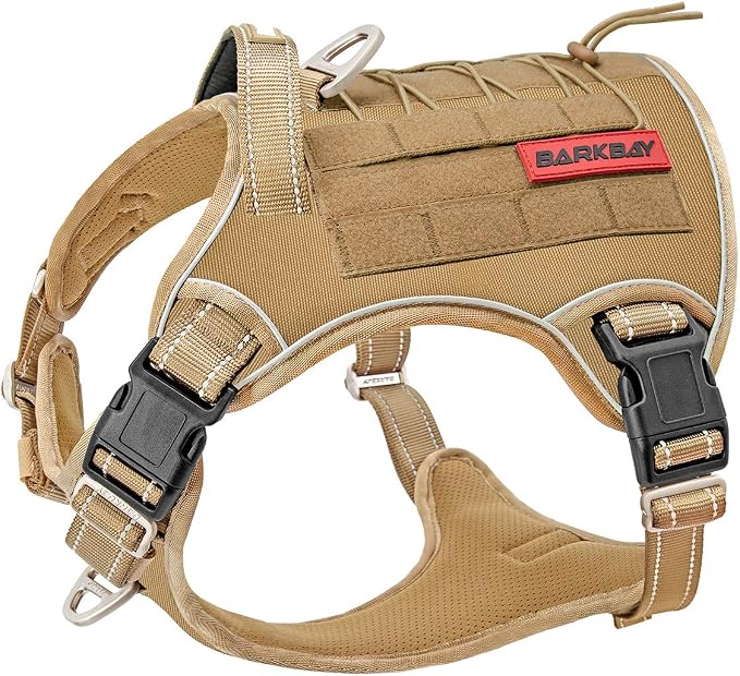 Tactical Dog Harness Large,Military Service Weighted Dog Vest Harness Working Dog MOLLE Vest with Loop Panels,No-Pull Training Harness with Leash Clips for Walking Hiking Hunting(Coyote Brown,S)