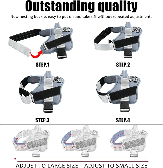 Dog Harness, No-Pull Reflective Dog Vest, Breathable Adjustable Pet Harness with Handle for Outdoor Walking - No More Pulling, Tugging or Choking