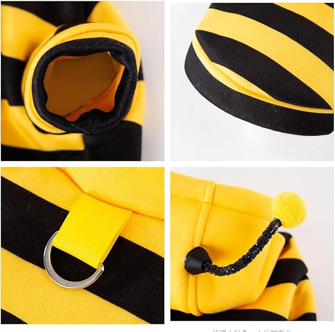 Selena Cat Bee Antennae Costume Hoodies Cute Bee Stripes Dog Kitten Puppy Pet Apparel (Medium,Yellow&Black)