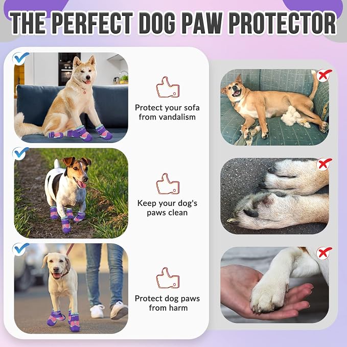 SlowTon Dog Shoes for Large Small Medium Dogs - Breathable Dog Boots for Summer Hot Pavement, Paw Protector for Outdoor Walking Winter Snow, Anti-Slip Rubber Dog Booties for Hardwood Floor (PU, 0)